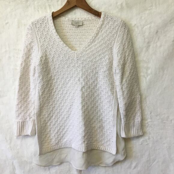 Loft White Long Sleeve Knit Top - Picture 2 of 9